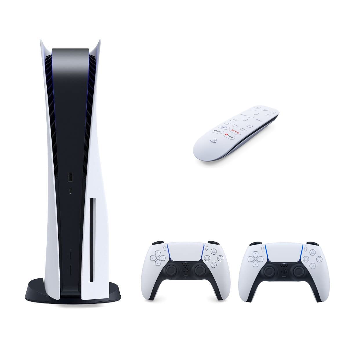 PS5 Disc Edition Gaming Console System Bundle – Includes: Extra PS5 Dualsense Controller and PS5 Media Remote – System Bundle, PS5 Controller, Accessories (Renewed)