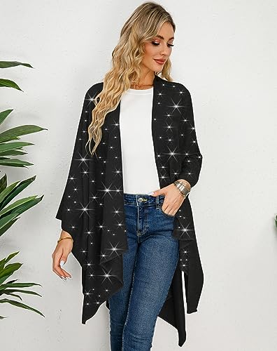 REEMONDE Womens Rhinestones Open Front Poncho Shawl Wrap Cape Ruana Travel Blanket Cardigan3