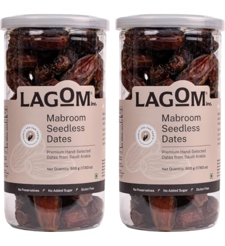 Image of Lagom Mabroom Seedless Dates 1 kg | Premium Pitted Saudi Khajoor | Firm, Chewy Texture with Rich Caramel Taste | No Added Sugar, No Preservatives | Vegan, Gluten Free, Non-GMO