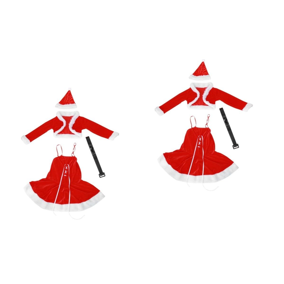 VICASKY 2 Pièces Costume de Père Noël Femme Adulte en Velours Rouge pour