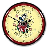 Tattoo Rose Backlit LED Lighted Clock
