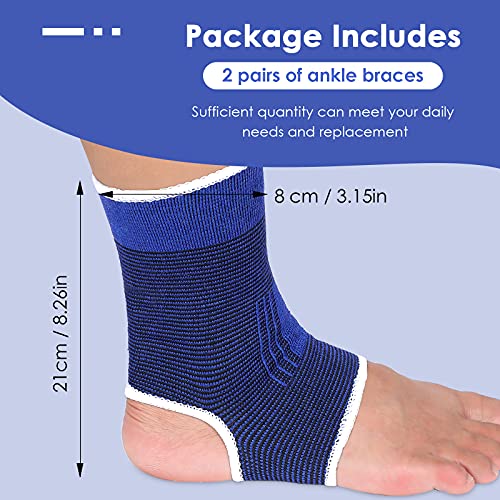 Image of Haysandy 4 Pieces / 2 Pair Kids Ankle Support Brace Elastic Kids Compression Socks Knitted Ankle Sleeve for Jogging Running Fitness(Dark Blue,10-15 Years)
