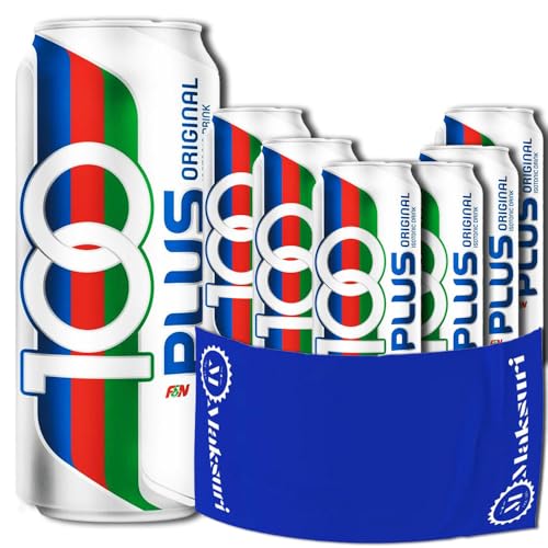 (6 Cans) 100 PLUS Isotonic Sports Drinks Hydration Maksuri 100+ Gym Towel Set 11fl oz