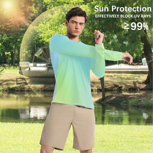 Rash guard hombre de cuello redondo manga larga running multicolor gradiente y proteccion UV 4