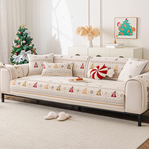 Housse en chenille douce pour le salon protection de canapé blanche chic - 8