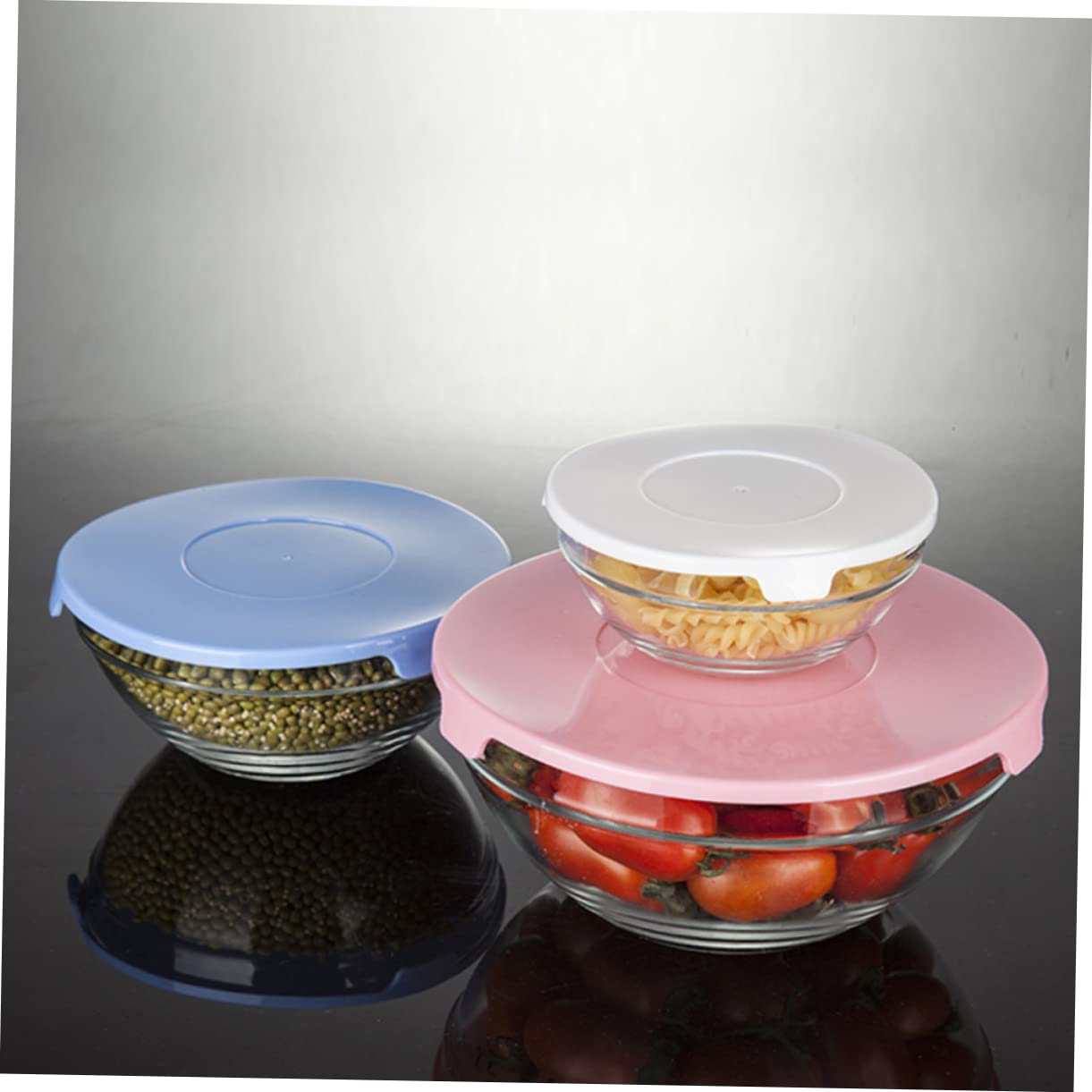 Cabilock Cuencos de Vidrio con Tapa Resistentes al Calor, Juego de 5 Piezas | Contenedores de Alimentos, Paredes Engrosadas para Mayor Durabilidad, Adecuado para Picnic de Fin de Semana y Gimnasio