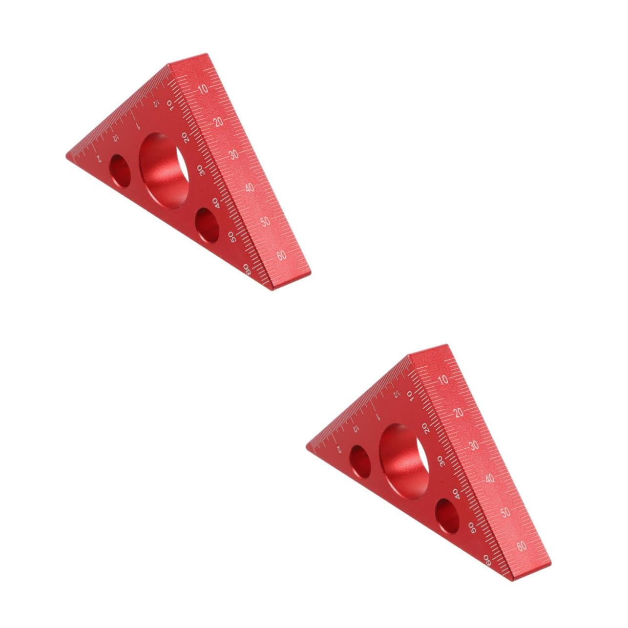 NUOBESTY 2 Piezas Regla de carpintería engrosada herramientas manuales los carpinteros gobernante regla métrica regla de ángulo herramientas para trabajar la madera rojo