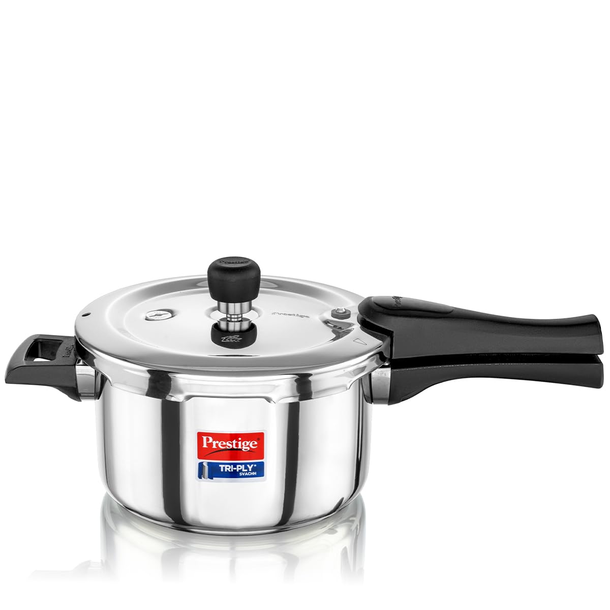 Prestige Svachh Triply Outer Lid Pressure Cooker with Unique Deep Lid for Spillage Control, 3 Litre, Silver