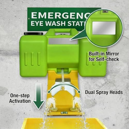 Image of 9Gallon Portable Eyewash Station Units - OSHA Approved Emergency Eye Wash Stations Wall Mounted,First Aid,Lasting for 15 Minutes