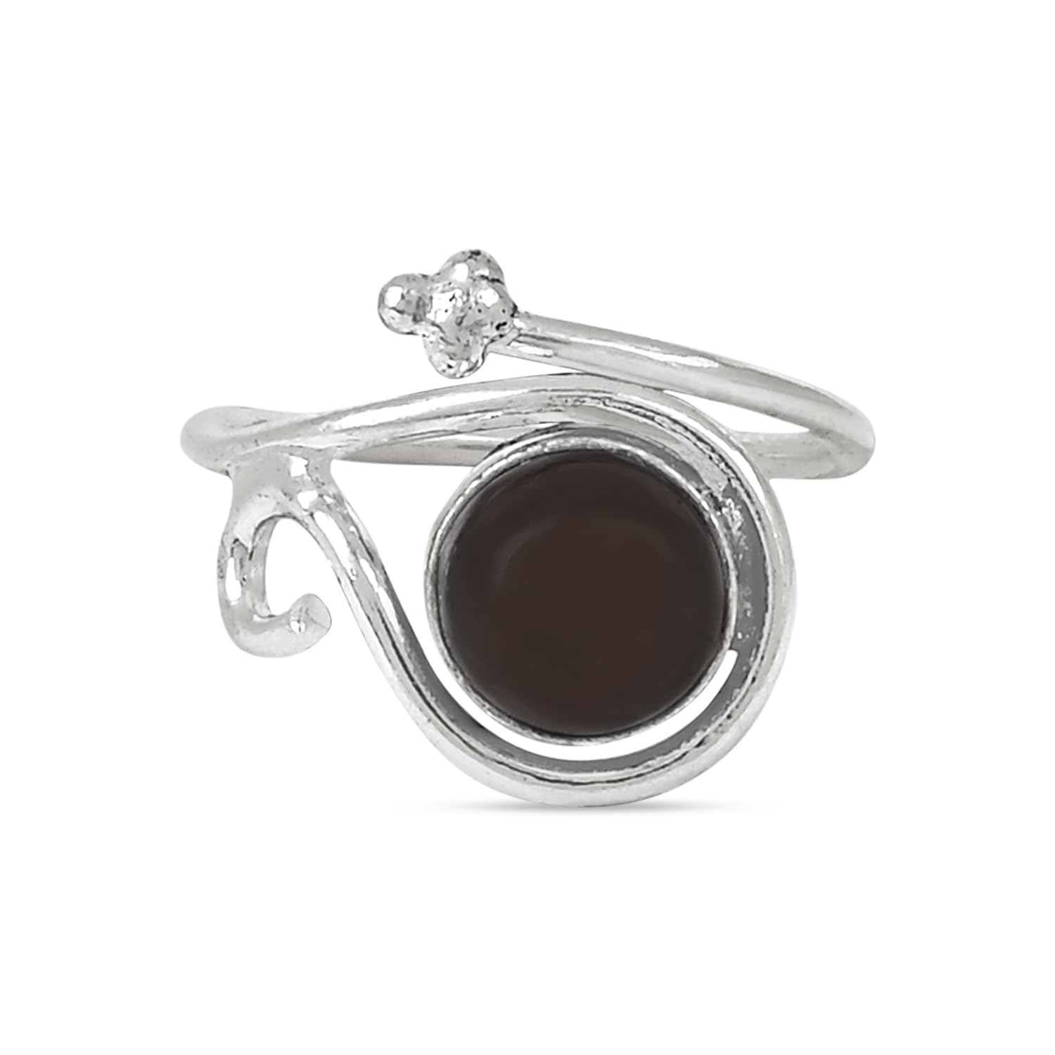 I Jewels Stylish Silver Plated Latest Stylish Fashion Stone Adjustable Finger Ring For Women/Girls (FL240) (Black) (B0CHJXJ85X) Amazon Price History, Amazon Price Tracker