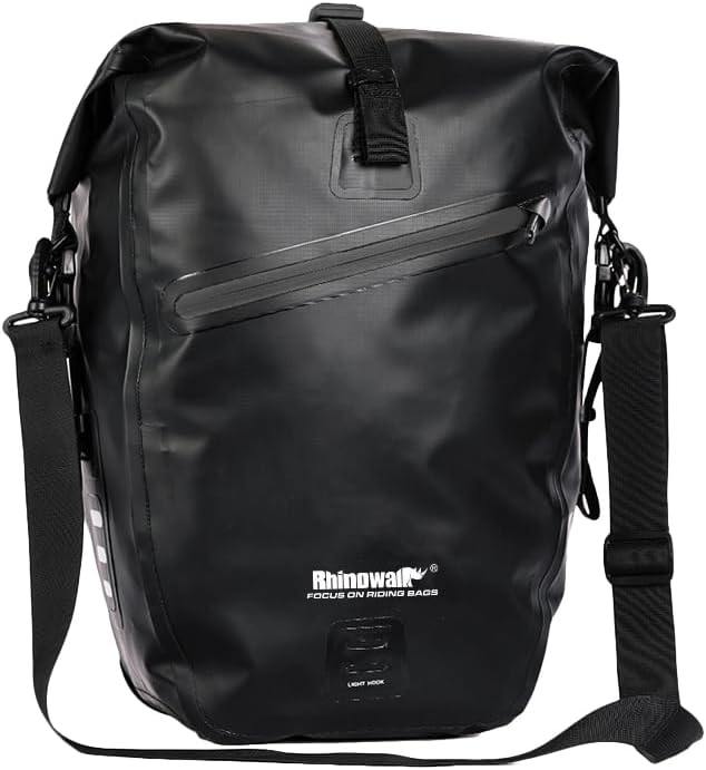 Rhinowalk Bike Bag Waterproof Bike Pannier Bag for Bicycle Cargo Rack Saddle Bag Shoulder Bag Laptop Pannier Rack Bicycle Bag Professional Cycling Accessories Black 27L