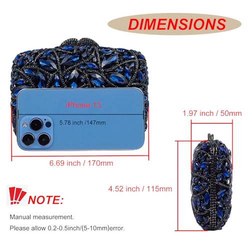 Image of Colorful Crystal Clutch Box Handbag Women Sparkling Evening Bags for Wedding Party Prom Purse