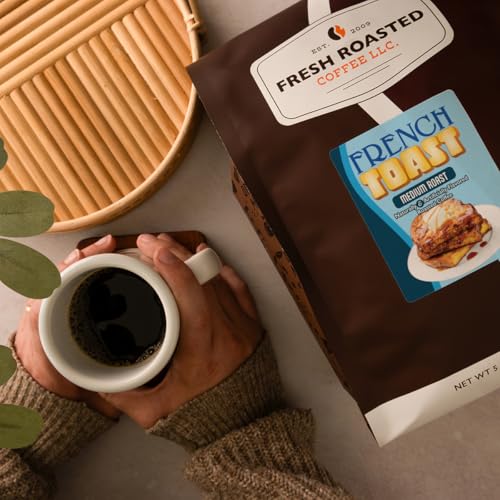 Image of Fresh Roasted Coffee, French Toast Flavored Whole Bean Coffee, Medium Roast, Kosher, 5 lb (80 oz)