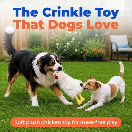 Image of Best Pet Supplies Crinkle Plush Chicken Dog Toy for Interactive, Puppy and Senior Indoor Play - Colorful, Cute and Cuddly (Beige)