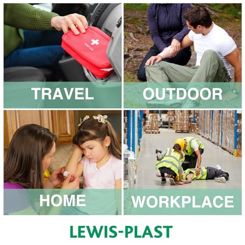 Lewis-Plast Premium 92 Piece First Aid Kit - Safety Essentials for Travel, Car, Home, Camping, Work, Hiking & Holiday Red , Small - Image 6