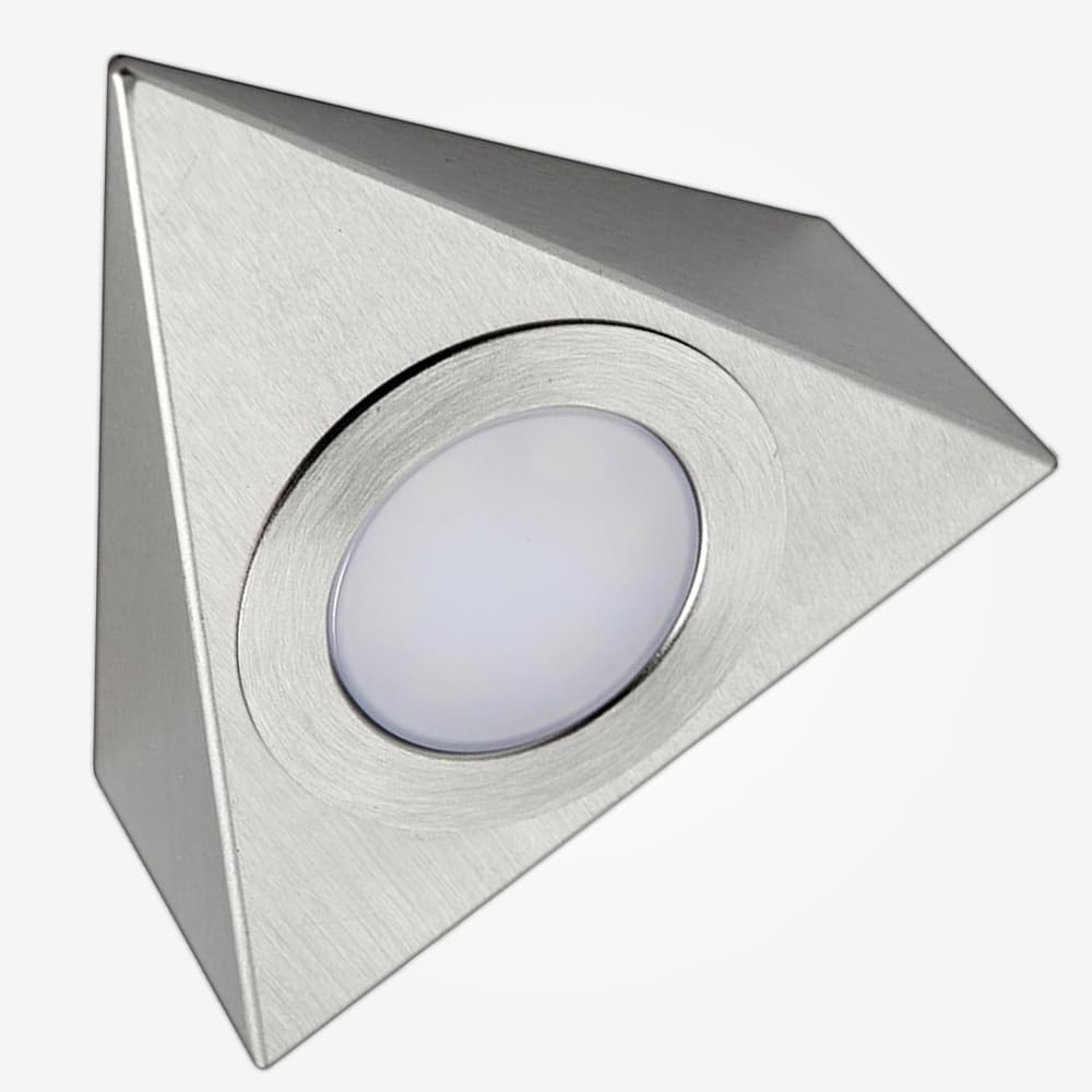 LED Pressed Steel Satin Chrome Under Cabinet Triangular Light | 2W 200lm CCT Colour Selectable | Kitchen Lighting | 240V (1)