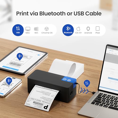Image of Bluetooth Thermal Shipping Label Printer, 4x6 Portable Thermal Label Printer for Small Bussiness, Compatible with iPhone, Android, Windows & Mac, Widely Used for USPS UPS Amazon Shopify Etsy