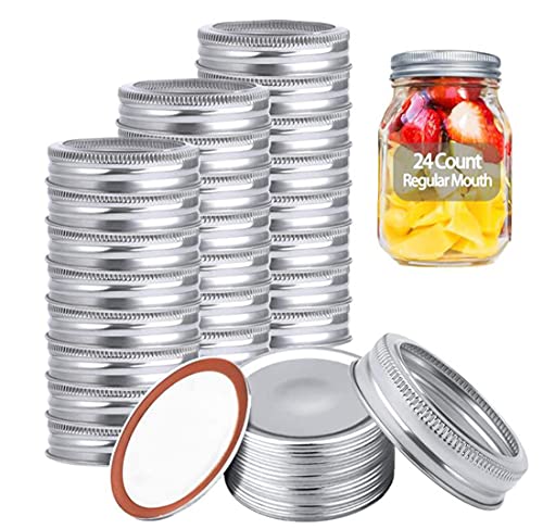 24 tapas para enlatado de 70 mm con boca regular, de almacenamiento de acero inoxidable reutilizable tipo dividido (plata)