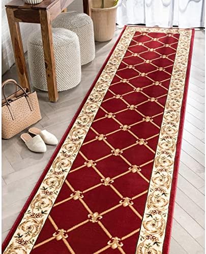 Well Woven Timeless Fleur De Lis Red Formal Area Rug 2'7" X 12' Runner