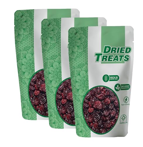 Image of Dried Treats Dried Whole Cranberries 600 Grams (200 Grams X 3) - Craneberries Dry Fruit | Sweet and Juicy Superfruit Packed with Antioxidants & Vitamins | Perfect for Smoothies, Trail Mix, Baking & Kid-Friendly Snacking | Jumbo Craneberry Best for Vegan-Friendly | No Added Sugar Healthy Berries