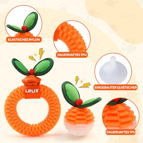 LIFLIX 2er-Set Zahnpflege-Spielzeug für Welpen, Langlebige TPU Biss und Bürste Hundespielzeug für Kleine & Mittlere Hunde, Dental Kauspielzeug für Zahnende Welpen