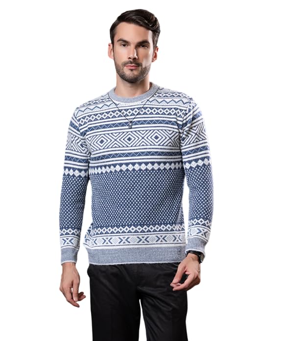 swaaglok - style that speaks Men’s Nordic Pattern Knit Sweater | Geometric Winter Pullover with Crew Neck | Warm & Soft Full Sleeve Jumper for Casual, Outdoor & Office Wear-picture-34
