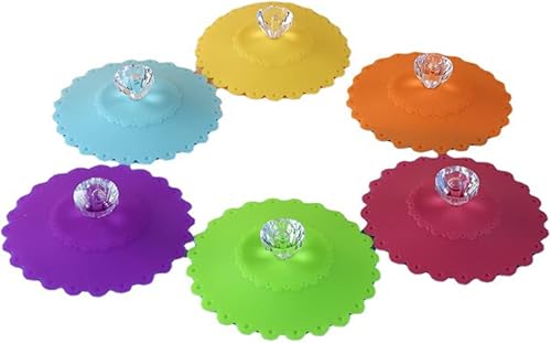 Tapas de silicona para tazas flexibles de diamante, cubiertas reutilizables para tazas de té y café, antipolvo, herméticas, tapas de taza de vidrio,