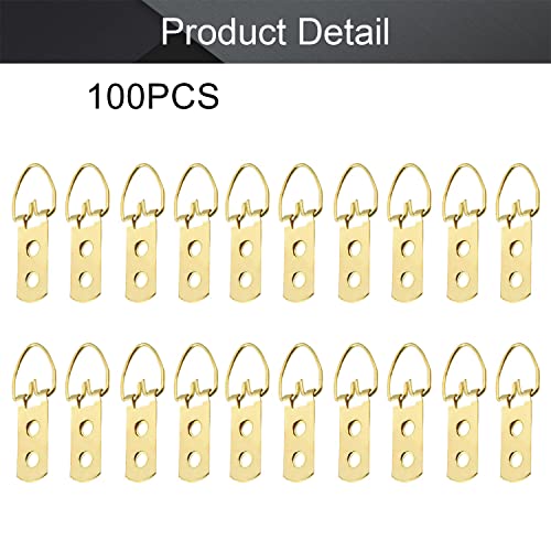 Image of MroMax 100PCS Ring Picture Frame Buckle 2.05 inch x 0.55 inchGold Tone Assortment Kit for Home Decoration Picture Frames Photo Hanging Solutions