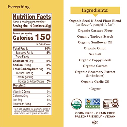 Image of Simple Mills Organic Seed Flour Crackers, Everything, 1pk, 4.25oz