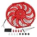 JDMSPEED New Universal 12V Engine Cooling Fan Slim Pull Push Racing Electric Radiator Red 12