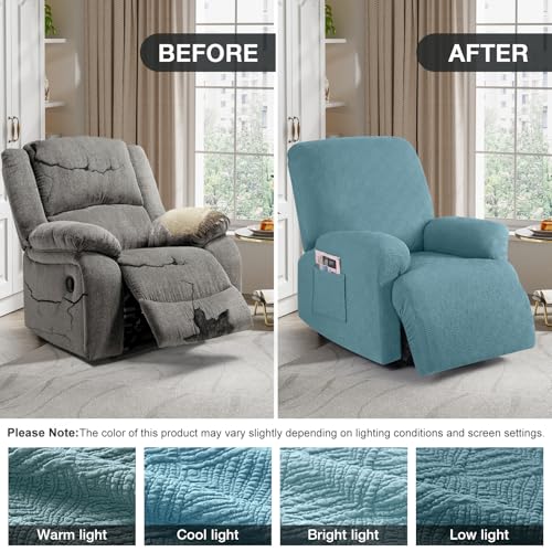 Image of Timeles Recliner Covers Recliner Chair Covers Reclining Couch Covers Sofa Slipcovers Stretch Soft Washable (One-Seater, Teal)