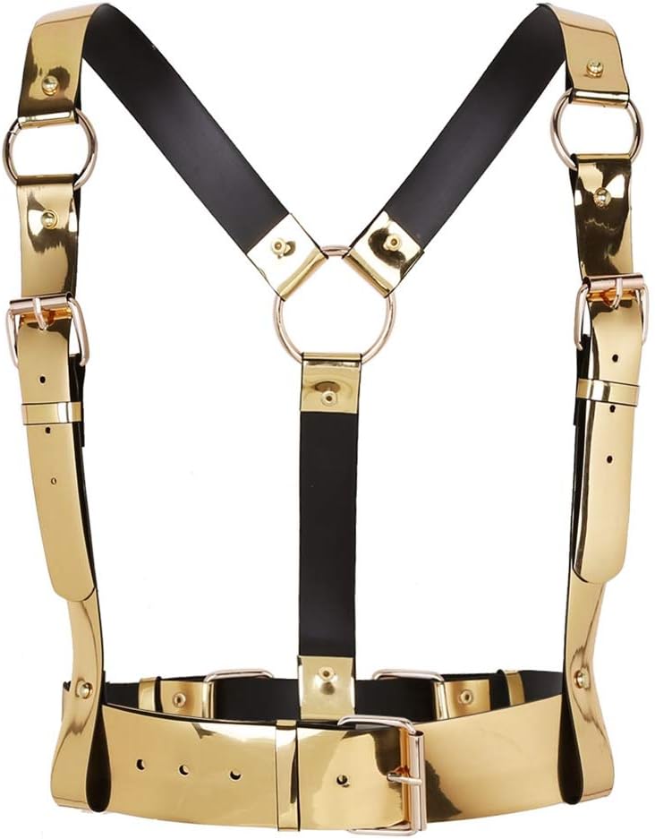 ACSUSS Unisex Fashion Punk Faux Leather Adjustable Body Straps Harness Belt Clubwear