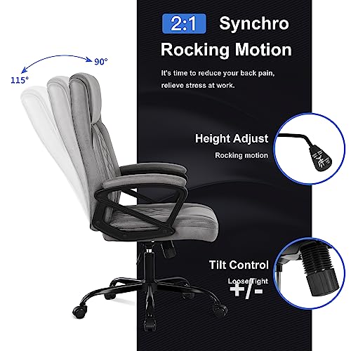 Misolant Office Chair, Executive Desk Chair, Comfortable Computer Chair, Executive Chair Thick Armrest, Big And Tall Office Chair With Adjust Height, Pu Leather Office Chair (Retro Gray) #TOP2