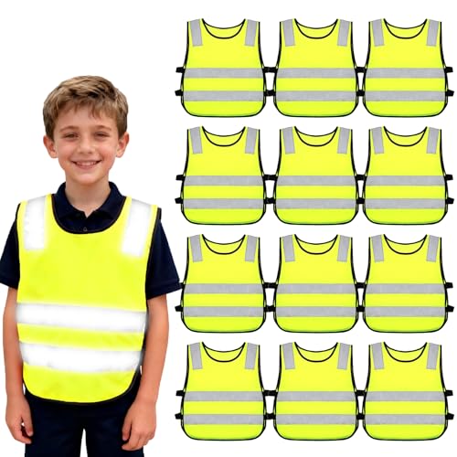 PORFOYO 12 Pièces Gilets de Sécurité Auto, Gilet de Sécurité Enfants, Gilet de Sécurité Enfants, Gilet de Sécurité Enfants, 40 * 45 cm Gilet...