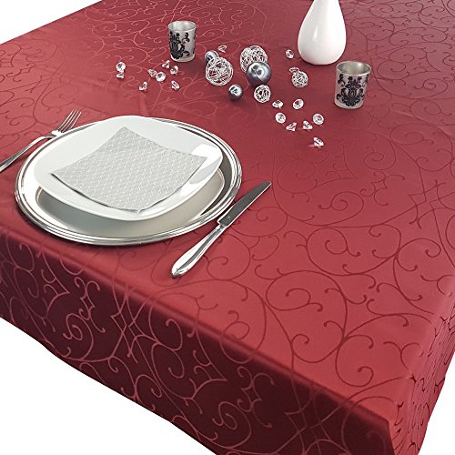 NYVI Tischdecke Elegance 150x250 cm Bordeaux - Elegante Tafeldecke mit edlen Ornamenten und Jacquard Optik - Perfekt für Weihnachten & Geburtstag Cover