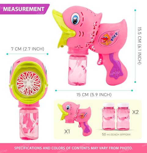 Image of Zest 4 Toyz Bubble Gun for Kids | Duck Bubble Blowing Toy with Bubble Solution | Bubble Shooter Duck Design Easy-to-Use for Boys and Girls - Pink