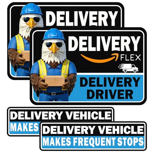 Image of Car Magnets Flex Driver,Heavy Duty Reflective Flex Delivery Driver Car Sign,Car Magnets Rural Carrier Delivery for Cars,SUV,Trucks,Bumper Sticker 4pcs