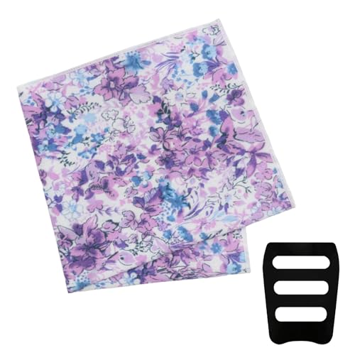 Image of Floral Pocket Squares for Men with Holder Printed Flower Mens Handkerchief Cotton Suit Pocket Hanky for Wedding