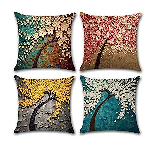 Housses de coussin 80x80cm arbre abstrait pour canapé de terrasse
