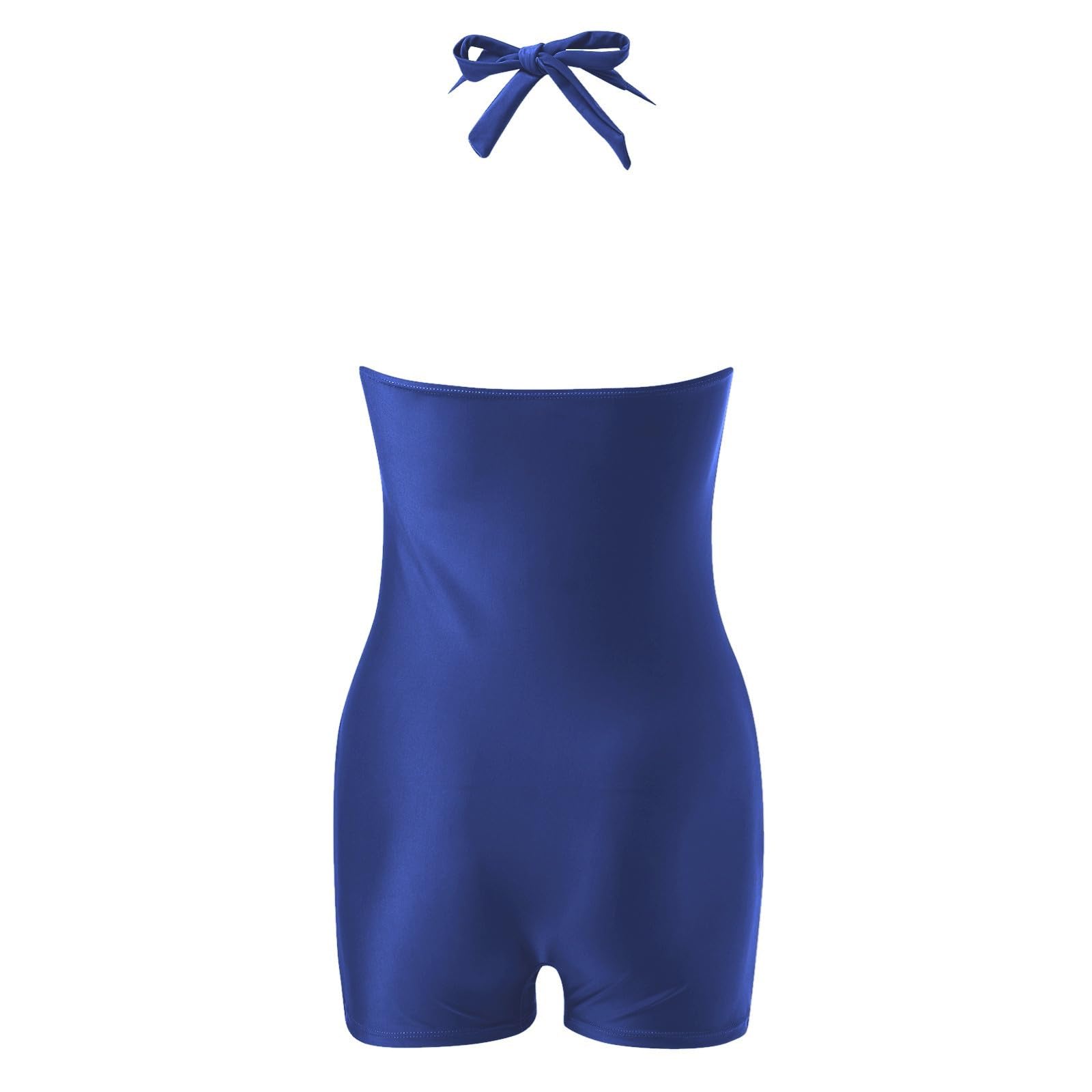 Bañador Mujer Una Pieza Reductor con Pierna Traje de Baño Natacion Bañadores Ropa de Baño Deportivo Cuello Halter Monokini Sexy sin Espalda Playa Vacaciones Swimwear