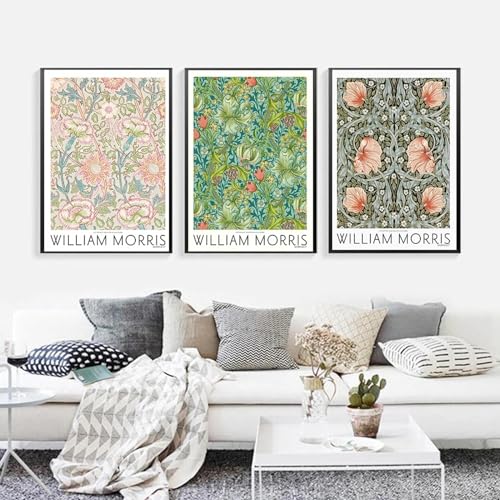Affiche d'exposition William Morris triptyque peinture décoration murale 30x40cm sans cadre