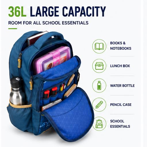 Image of Flash Backpack for Boys & Girls | 3-Compartment School, College & Travel Backpack with Organizer Pocket, Extra Sleeve, Rain Cover, Side Bottle Holder & Breathable Mesh Back