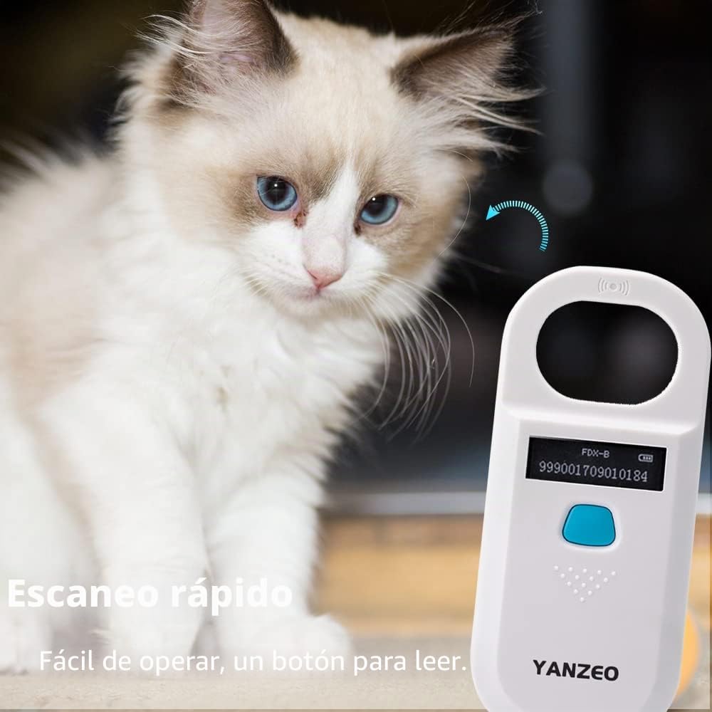 Yanzeo AR180 Escáner de Microchip para Mascota, lector de mano RFID EMID, escáner de identificación para mascotas de 134,2 kHz recargable para escáner de chip de animal