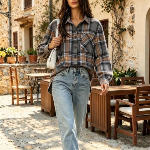 Plaid Jackets for Women Gingham Button Down Casual Lightweight Shirt - image 3