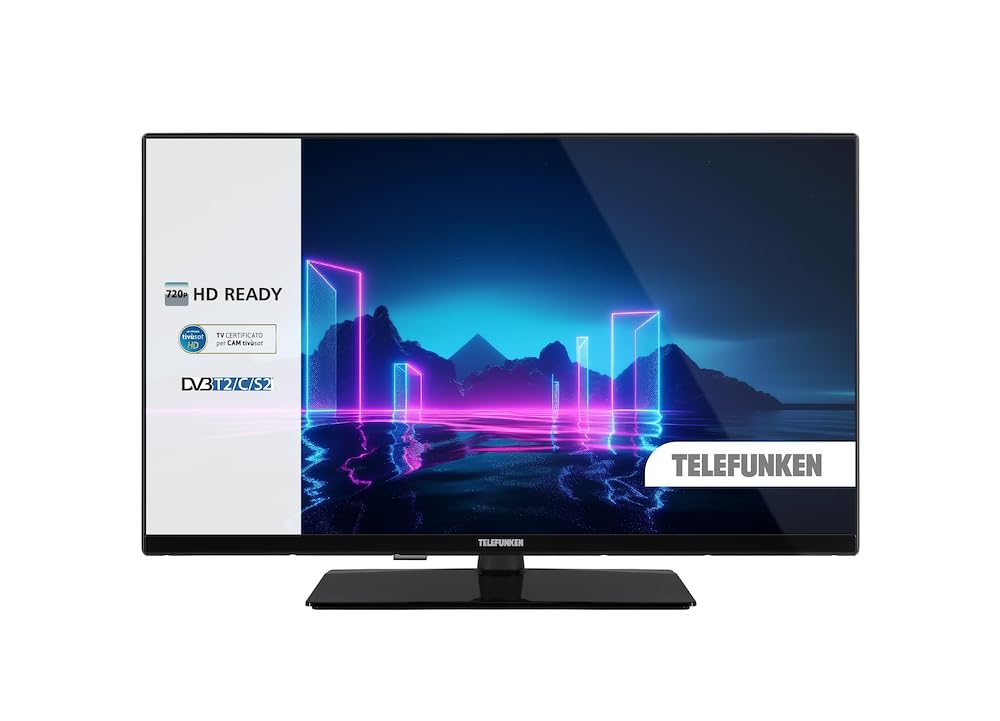 TELEFUNKEN TE32750S38YXD - TV 32 Pollici, LED, HD, DVB-T2, H.265 / HEVC, Nero