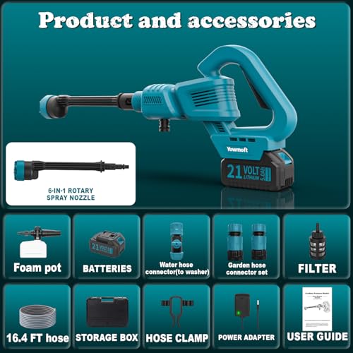 Yowmoft YMPWK8 Cordless Pressure Washer, 970Psi Portable Pressure Washer Compatible With Makita Battery, 3 Speed Adjustment Lcd Touch Screen, Portable Power Washer thumb #5