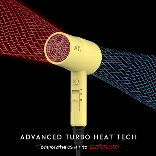 Image of AINA Hair Dryer with Diffuser,Comb Full-Featured Blow Dryer 110V(Yellow) | 3 Heat /2 Speed;Cold shut button;Lightweight;Compact Size;High Temp;Low Airflow;Same Results;Less Expense