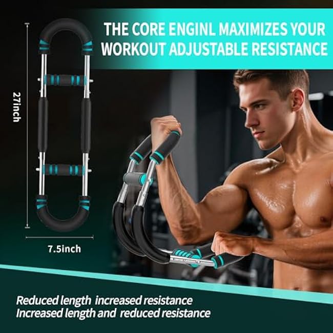 Twister Arm Trainer,Adjustable 66-110lbs Chest Workout Equipment for Men & Women,Ergonomic Home Gym Strength Trainer with Anti-Slip Handles & Carry Bag