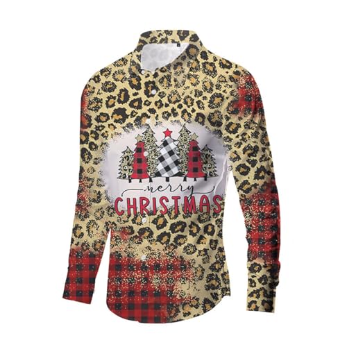 Polos de Navidad para hombre, sudadera de Papá Noel con cuello en V, sudadera divertida y novedosa con diseño de árbol de Navidad, suéter de manga larga, caqui, XL