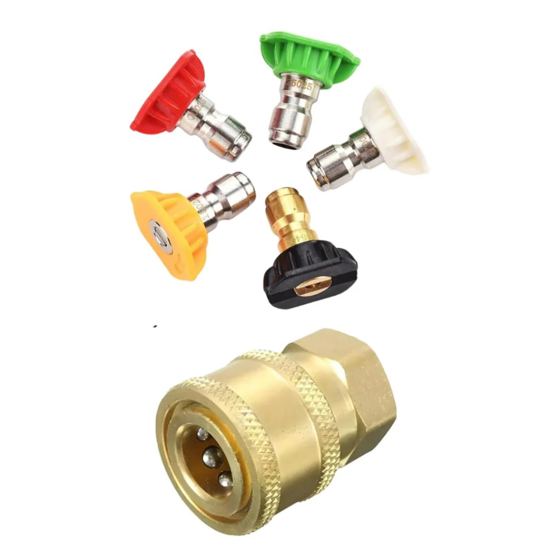 Sponsored Ad - Brass 5-Piece 1/4-Inch Quick Connect Universal Pressure Washer Nozzle Tips With 1/4-Inch Quick Connector